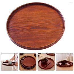 Dinnerware Sets Wood Serving Tray Round Bread Pan Rustic Coffee Table Decorative Dinner Platter Ottoman Kitchen Countertop