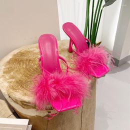 Hausschuhe Comemore Sommer Mode Frauen Weibliche Party High Heels Slides Damenschuhe Luxus Flip-Flop Sandalen Stöckelabsatz