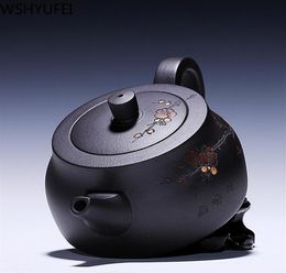 Authentic new Teapot purple clay Teapot Raw ore black mud Customised Master Handmade Boutique Chinese Tea set 260ml223e5374734