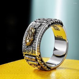 Cluster Rings Retro Lucky Pixiu Transfer Silver Colour Domineering Male And Female Couple Personality Ring Gift Jewelry Accessories