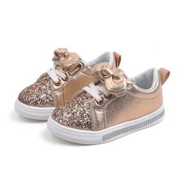Sneakers Baby Girls Shoes Toddler Children Baby Girls Boys Casual Shoes Sequins Bowknot Crystal Run Sport Sneakers Shoes For Girls 230427