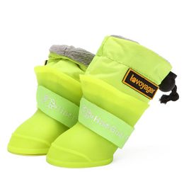 Shoes 4pcs/set Dog Rain Boots Winter Warm Dog Rain Shoes Fleece Lined Adjustable Rubber Antislip Pet Snow Boots for Small Medium Dog