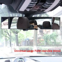 Interior Accessories Universal Car Large Field Of View Mirror Tri-fold Curved Rearview Reversing Wide-angle