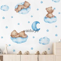 Wall Decor 3 Colors Cartoon Bear Clouds Moon Stickers for Kids Baby Room Nursery Wallpaper Boys Girls Bedroom Decalsvaiduryb