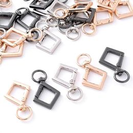Keychains 5Pcs Plated Colour Rotatable Lobster Metal Rhombus Spring Buckle Clasps Key Ring Hook Connector For Jewellery Making Chains