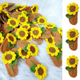 Handmade Crochet Sunflower Hair Clips Girls Kawaii Sun Flower Hairpin Barrettes Headwear Children Headdress Hair Accessories