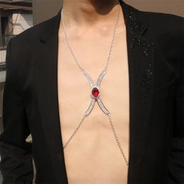 Hot selling Accessories Simple And Red Rhinestone Chest Chain Nightclub Sexy And Luxurious Body Chain Ornaments