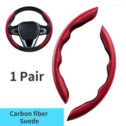 Steering Wheel Covers 1 Pair Carbon Fibre Auto Parts Safety Anti-Slip Cover Universal Car Protector For Accessory
