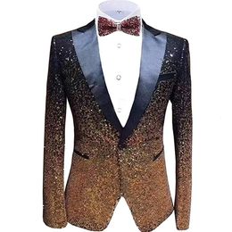 Mens Suits Blazers 1 Piece Mens Coat Dennis Dress Sequins Blazer Formal Business Host Jacket for Men Just One Button 230426