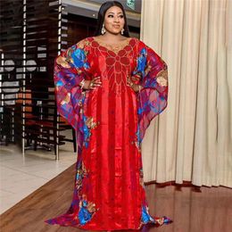 Work Dresses VAZN 2023 Africa Style High Street Women Suit Long Sleeve Round Neck Printed Floor Length Dress Lining Pure Colour Two Piece Set