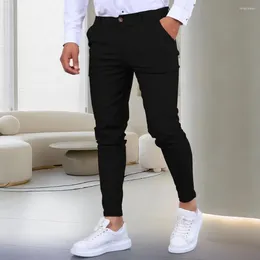 Men's Pants Zip Button Stylish Slim Fit Pencil Breathable Business Style Trousers With Soft Fabric Convenient Pockets