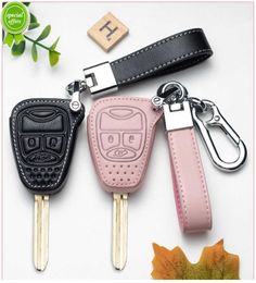 New Leather Car Key Case Cover For Jeep Wrangler Compass Patriot Liberty Chrysler 300 PT Dodge JCUV Caliber Nitro Pacifica Cruiser