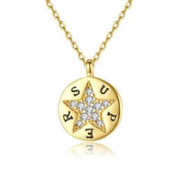 New Micro Set Zircon Star S925 Silver Pendant Necklace Fashion Women Super Letter Plated 18k Gold Collar Chain Necklace Women's Wedding Party Valentine's Day Gift SPC