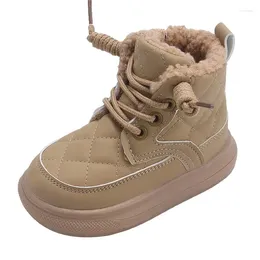 Boots CUZULLAA Winter Children Boys Warm Plush Lining Ankle High Shoes Fashion Sneakers For Kids Girls Lace-Up Size 21-30
