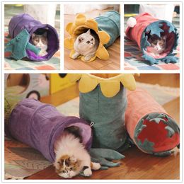 Toys Collapsible Vegetable Shaped Cat Toys Interactive Cats Tunnel Winter Warm Tube Bed Interesting For Cat Games Velvet Pet Supplies