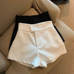 Womens Shorts Sexy White Tailored Trousers Short Casual High Waist Black Pants Women Wide Leg Bottom Y2K Streetwear Ropa Mujer 230426