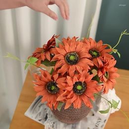 Decorative Flowers Colourful Sunflowers Simulated Green Plants Decorations Wedding Supplies Home Decoration