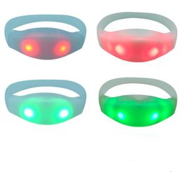 RGB LED Light Sound Activated Bracelet Bangle Voice Control Wristbands for Party Rave Concert Carnival Favours