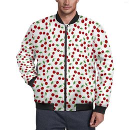 Men's Jackets Red Cherries Print Casual Cute Fruits Hooded Windbreakers Mens Graphic Coats Winter Kawaii Classic Jacket Plus Size 5XL