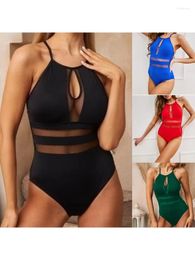 Women's Swimwear 2023 Autumn Sexy One Piece Mesh Cut Out Open Back Beach