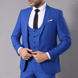 Men's Suits Casual For Men Royal Blue Blazer Prom Tuxedo 3-Piece Slim Fit Daily Jacket Pants Business Trajes De Boda Para Hombres 2024