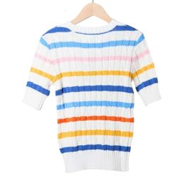 Ralphs Designer Laurens Sweater Top Quality Early Spring Pony Logo Pullover Rainbow Stripe Twisted Flower Knitted Pure Cotton Knit