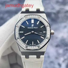 Ap Swiss Luxury Watch Royal Oak Series 67651st Precision Steel Black Plate Original Set with 33mm Diamonds Date Display Quartz Women's Watch