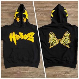 Men's Hoodies Sweatshirts Hoodie 3D letter wings foam loose pullover women high street hip-hop clothing retro oversized sweatshirt women Harajuku casual T231127