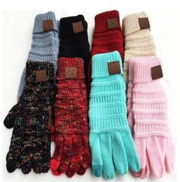 Party Favor Christmas Gifts CC Knitting Touch Screen Glove Capacitive Women Winter Warm Wool Gloves Antiskid Knitted Telefingers O4675274