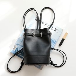 Handmade mini bucket bag niche design high-end top layer cowhide backpack women's new mini fashion versatile handbag handmade high-end top layer genuine cowhide