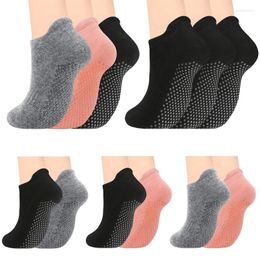 Women Socks 2 Pairs/3 Pairs Cotton Yoga Non-Slip Pilates Barre Ballet Elastic Grip Quick-Dry Short Ankle For