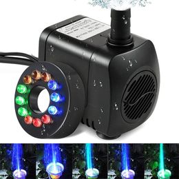 Pumps 5/8/10/15/25W 12LED Light Submersible Water Pump Electric Water Fountain Fish Pond Aquarium Tank Garden Decoration Accessories