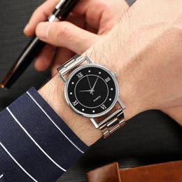 Wristwatches Casual Business Quartz Men'S Watch Ultra-Thin Stainless Steel Strap Relojes De Pulsera Cuarzo Analogue Round Dial
