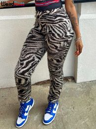 Women s Pants s Weird Puss Autumn Trendy Women Fluffy Zebra Stripes Elastic Slim Fit Daily Wild Causal Bottom 2023 Hipsters Y2K Streetwear 231127