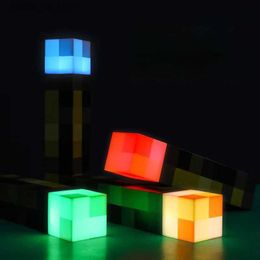 Night Lights MC Game Torch Light Brownstone LED Night Light USB Rechargeable Bedroom Decoration Table Lamp Gift Lamp for Kids Bedside Lamp YQ231204