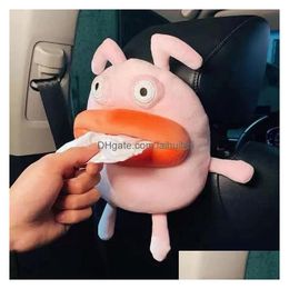 Car Tissue Box Boxes Napkins Cartoon Cute Creative Hanging Type Der Er Seat Back Armrest Bag Ti Drop Delivery Mobiles Motorcycles In Dhw57