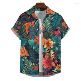 Men's Casual Shirts Summer Oversize Man Elegant Flower Theme Clothing Social Shirt Streetwear Original Blouse HOLIDAY Beach Vintage