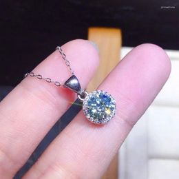 Pendants Classic S925 Silver Necklace 2ct Round Natural Green Gemstone Pendant For Women Fashion 925 Jewelry Collare Mujer