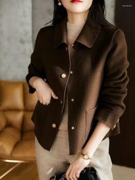 Women's Jackets Spring Jacket POLO Collar Short Ladies Coats And Casual Solid Korean Woollen For Women Outerwear