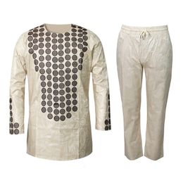 Ethnic Clothing African Dress For Man Bazin Riche Embroidery Design Man Suit Top And Pants 230425