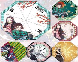 Devil's Blade Automatic Folding Anime Umbrella Kimetsu No Yaiba Ninja Samurai Umbrella Rain Men Windproof Parasol Y11066940697