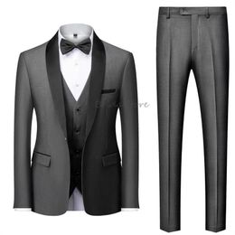 Fitted White Gray Wedding Tuxedos 2024 Peak Lapel Blazers Bespoke 3 Pieces Male Bussiness Slim Outfit Suit Royal Blue Burgundy Formal Prom Men Party Suits Handsome