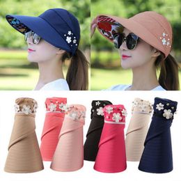 Berets 2023 Fashion Hat Flexible Anti-UV Wide Brim Visor Hats Travel Caps Beach Summer Sun Protection Breathable For Women