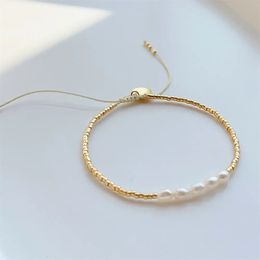 Chain KKBEAD Luxury Natural Pearl Bracelets for Women Gift Gold Colour Miyuki Beads Bracelet Simple Thin Pulseras Femme Fashion Jewellery 231124