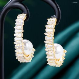 Dangle Earrings Soramoore Trendy Original Pearls For Women Wedding Party Cubic Zircon Dubai Bridal Earring Boucle D'oreille 2023