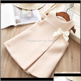 Girl'S Dresses Clothing Baby Kids Maternity Drop Delivery 2021 Girls Fashion Wool Bow Sleeveless Party For Girl 2 3 4 5 6 Years Prince Dhkte