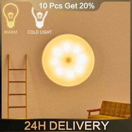 Lights Motion Sensor LED Night USB Rechargeable Energy-saving For Bedroom Washroom Stairs Intelligent Body Induction Lamp AA230426