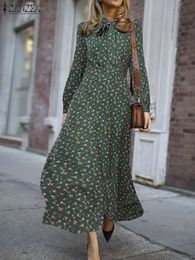 Casual Dresses Bohemian Floral Printed 2023 Autumn Holiday Swing Vestidos Elegant Maxi Dress For Women ZANZEA Chic Long Sleeve Sundress 230426