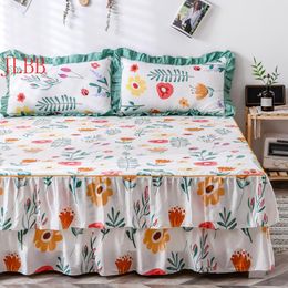 Bedding Sets Korean Style Bed Skirt Cotton Soft Fitted Sheet Double Layer Ruffles Cover Warm Home Flower Bedspread Princess