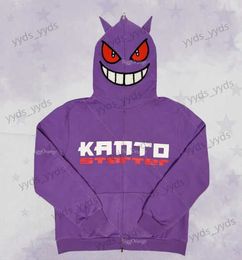 Men's Hoodies Sweatshirts 2022 Monster Face Print Letter Print Hoodie Purple Hoodie High Quality Harajuku Hoodie hoodies women sweatshirt hoodie T231127